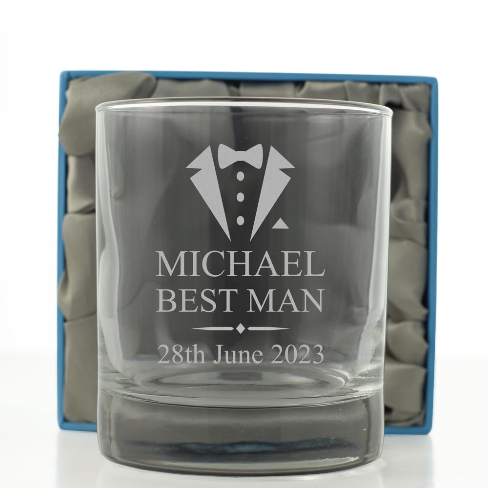 Personalised Wedding Whisky Glass Suit And Tie - Click Image to Close