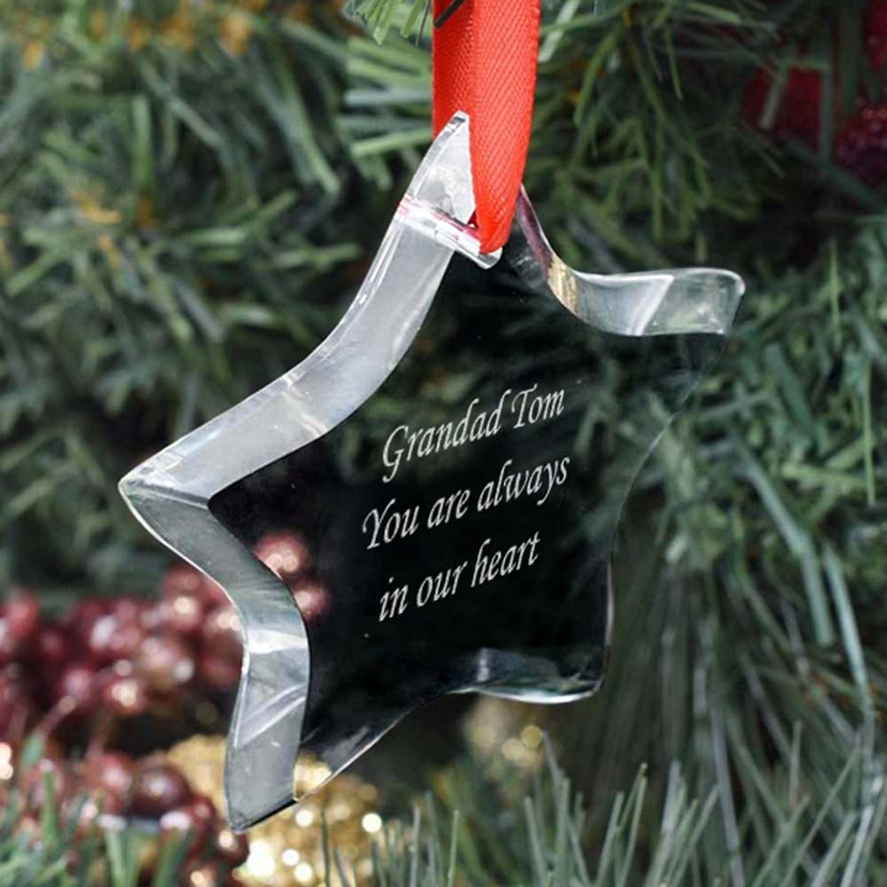 Personalised Star Crystal Bauble Christmas Tree Decoration - Click Image to Close