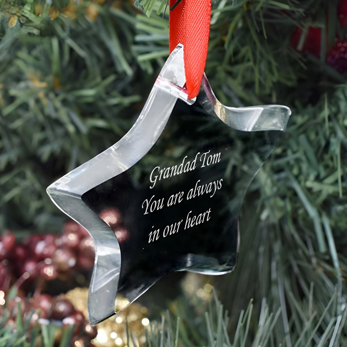 Personalised Star Crystal Bauble Christmas Tree Decoration - Click Image to Close