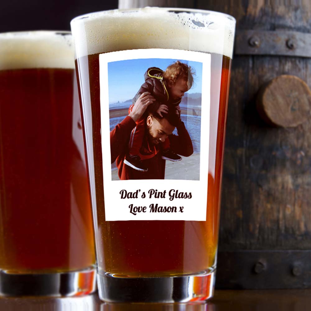 Personalised Photo Pint Glass With Message - Click Image to Close