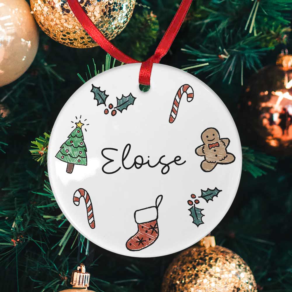 Personalised Any Name Christmas Sketch Bauble - Click Image to Close