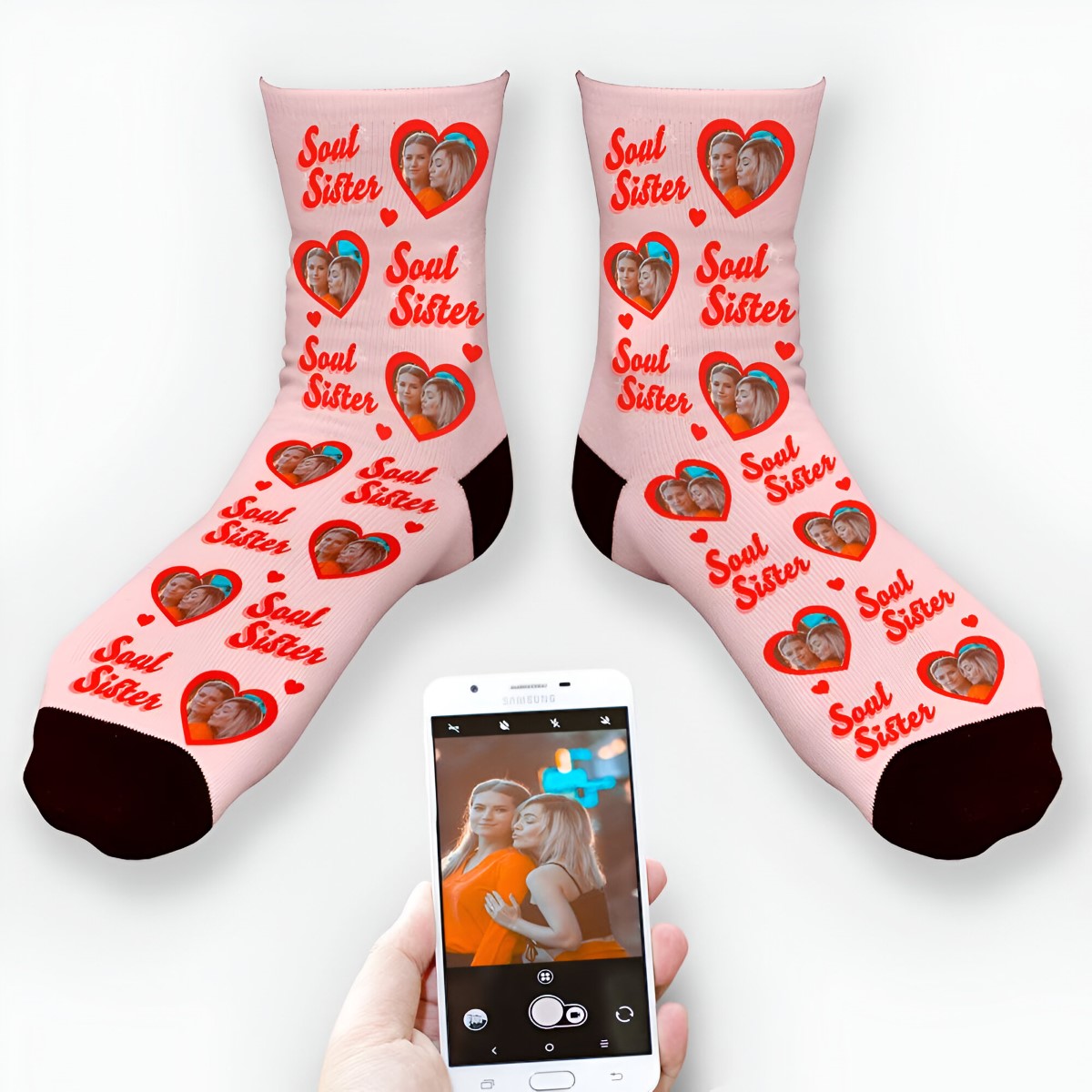 Personalised Photo Upload Soul Sister Galentine Socks - Click Image to Close