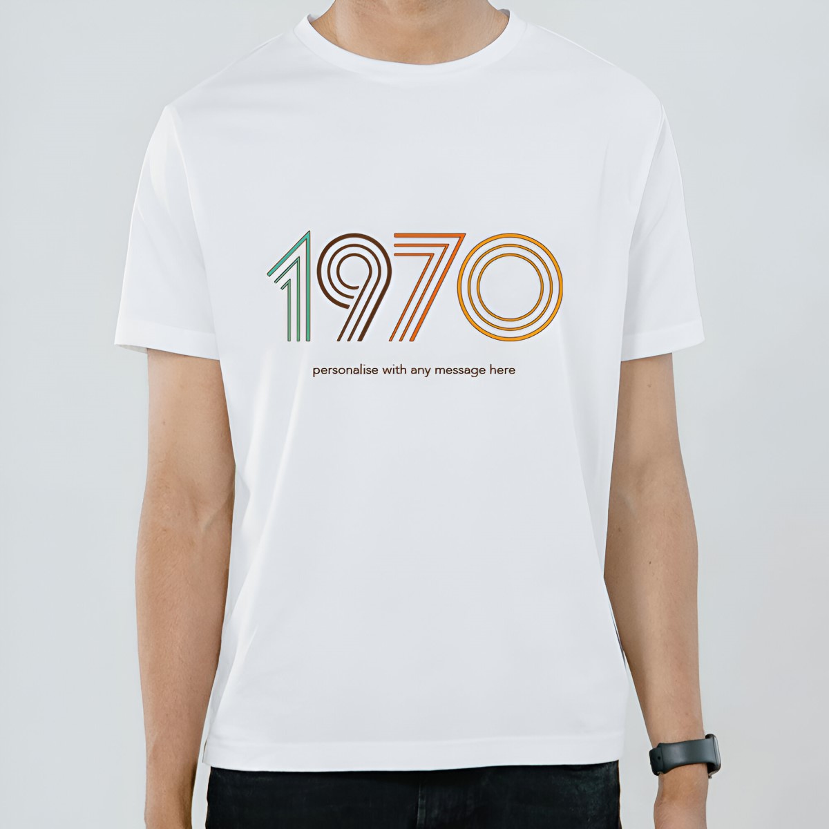 Personalised 1970's Retro T-Shirt Choose Any Year - Click Image to Close