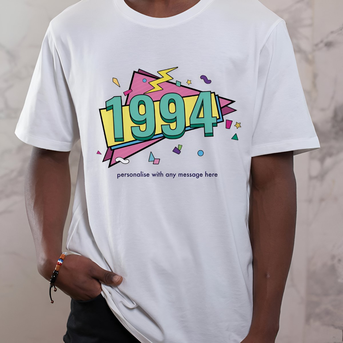 Personalised 1990's Retro T-Shirt Choose Any Year - Click Image to Close