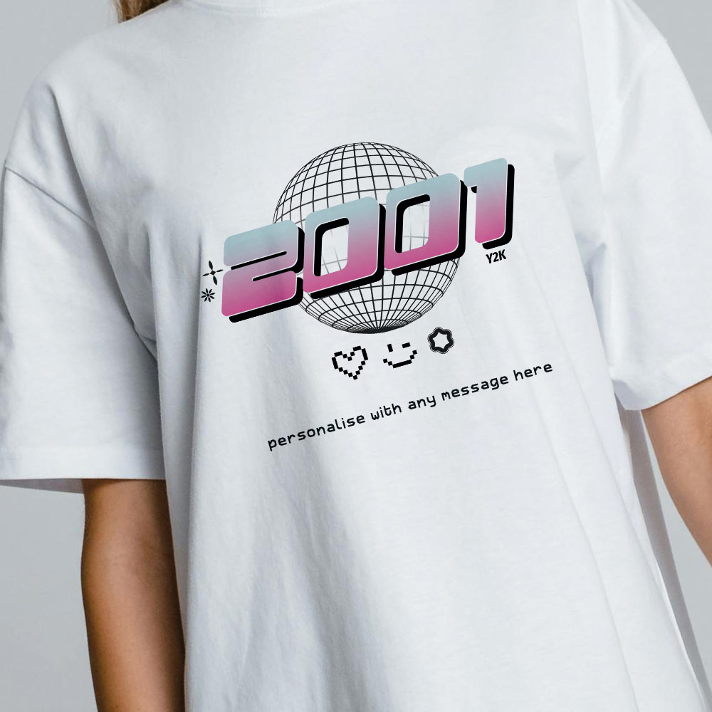 Personalised 2000's Retro T-Shirt Choose Any Year - Click Image to Close