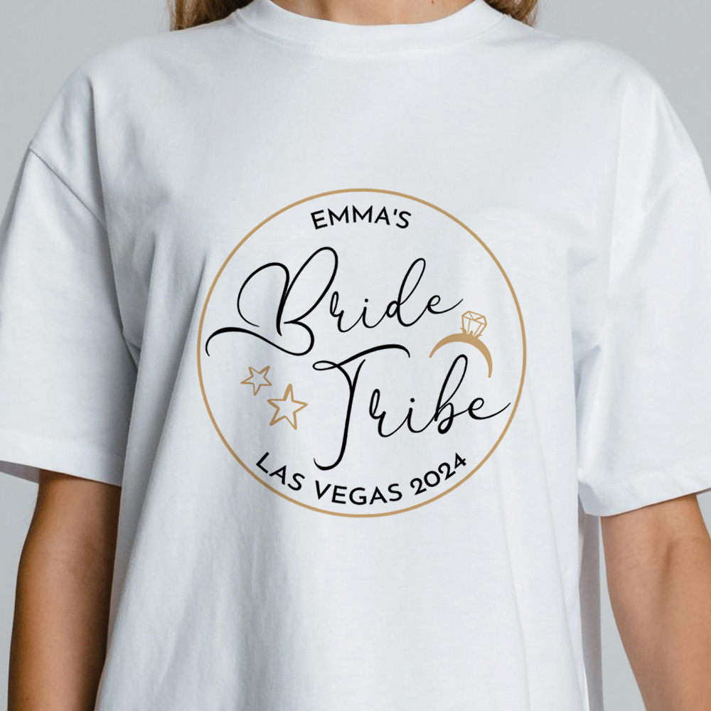 Personalised Bride Tribe Custom Text Hen Do T-Shirt - Click Image to Close