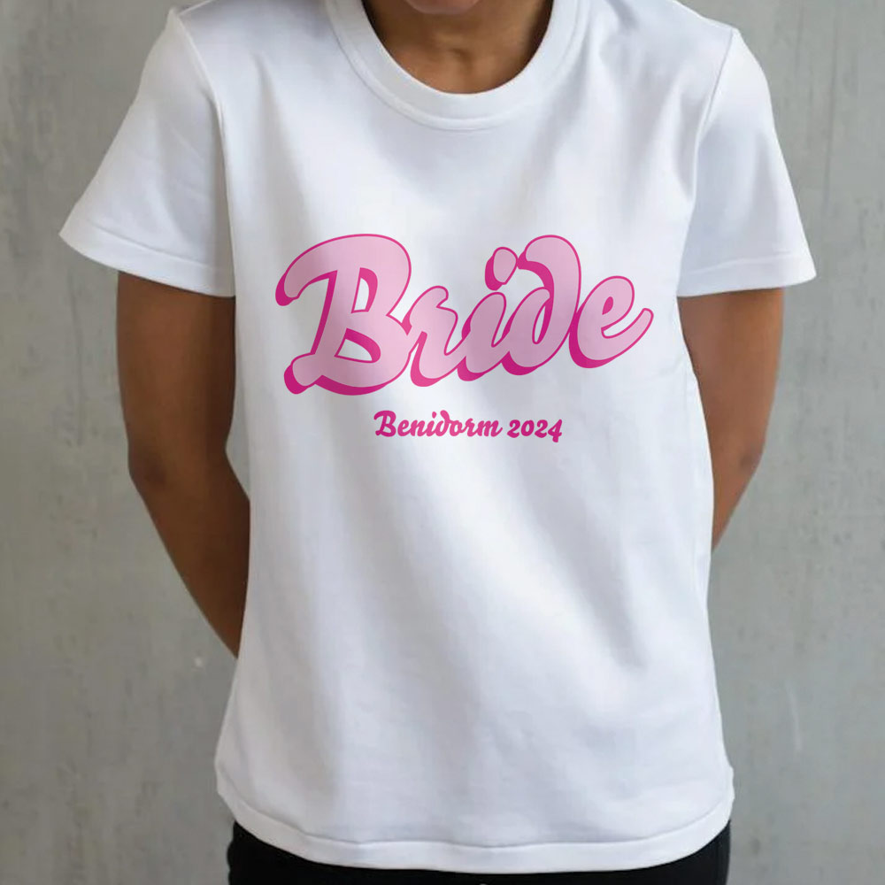 Personalised T-Shirt Bride, Bridesmaid, Maid of Honour, Hen, Mother of Bride - Click Image to Close