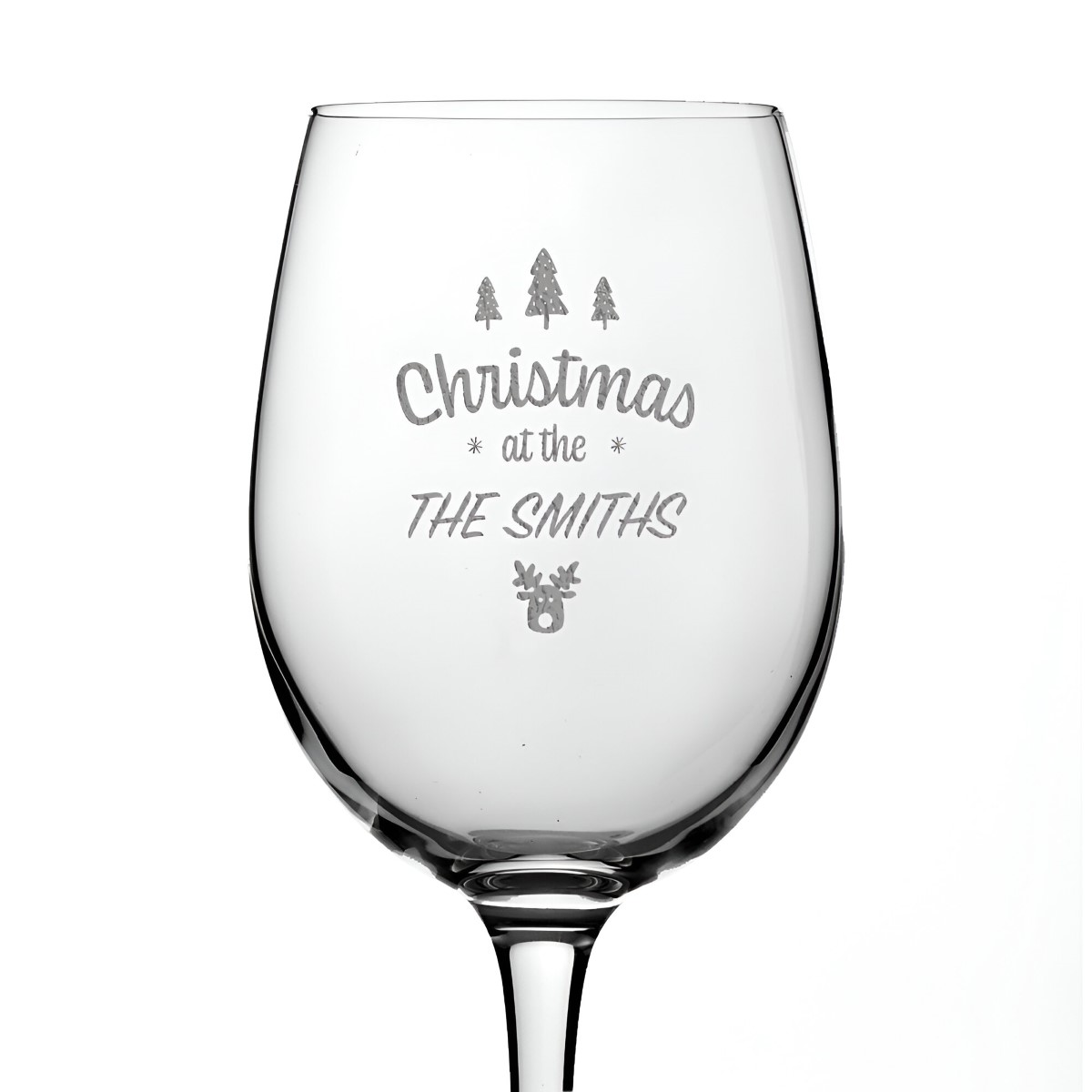 Personalised Christmas At The Surnames Wine Glass - Click Image to Close