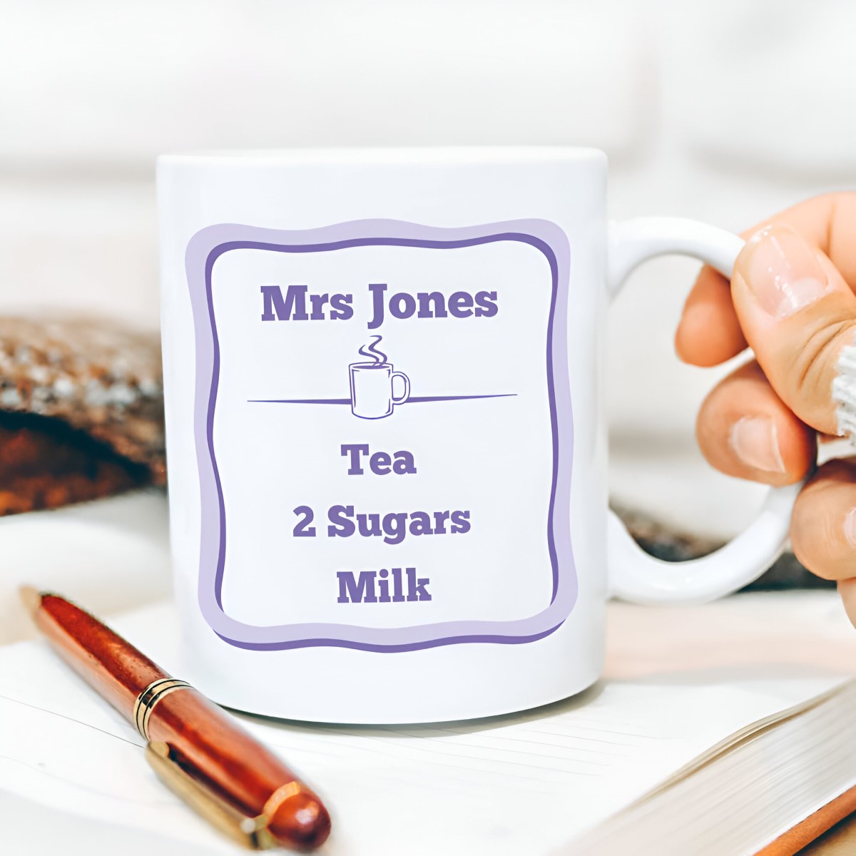 Personalised Mug - Coffee, Tea, Milk, Sugar Choose Colour - Click Image to Close