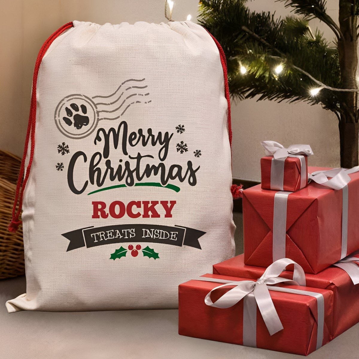 Personalised Pets Christmas Treats Santa Sacks