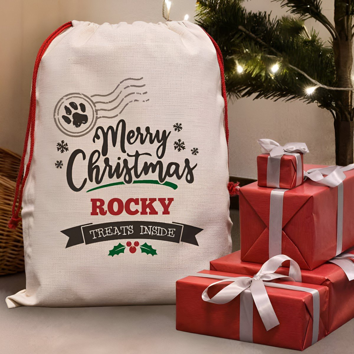 Personalised Christmas Santa Sack - Pets Christmas Treats - Click Image to Close