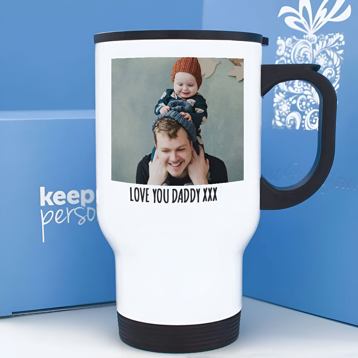 Personalised 14oz Travel Mug Photo And Message - Click Image to Close