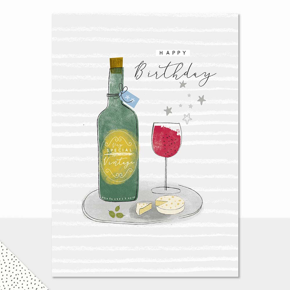 Happy Birthday Wine Bottle Greeting Card - Click Image to Close