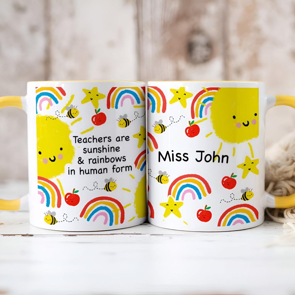 Personalised Thank You Teacher Rainbow Mug - Click Image to Close