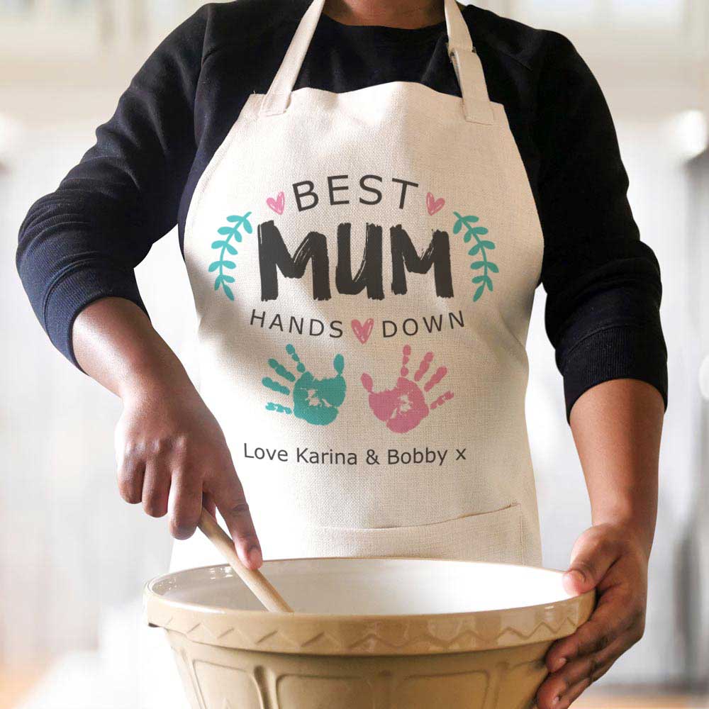 Personalised Apron - Best Mum Hands Down - Click Image to Close