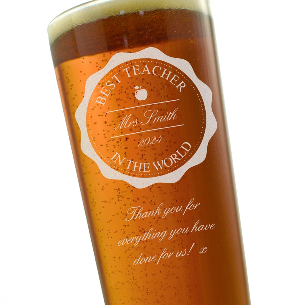 Best Teacher Personalised Pint Glass - Click Image to Close