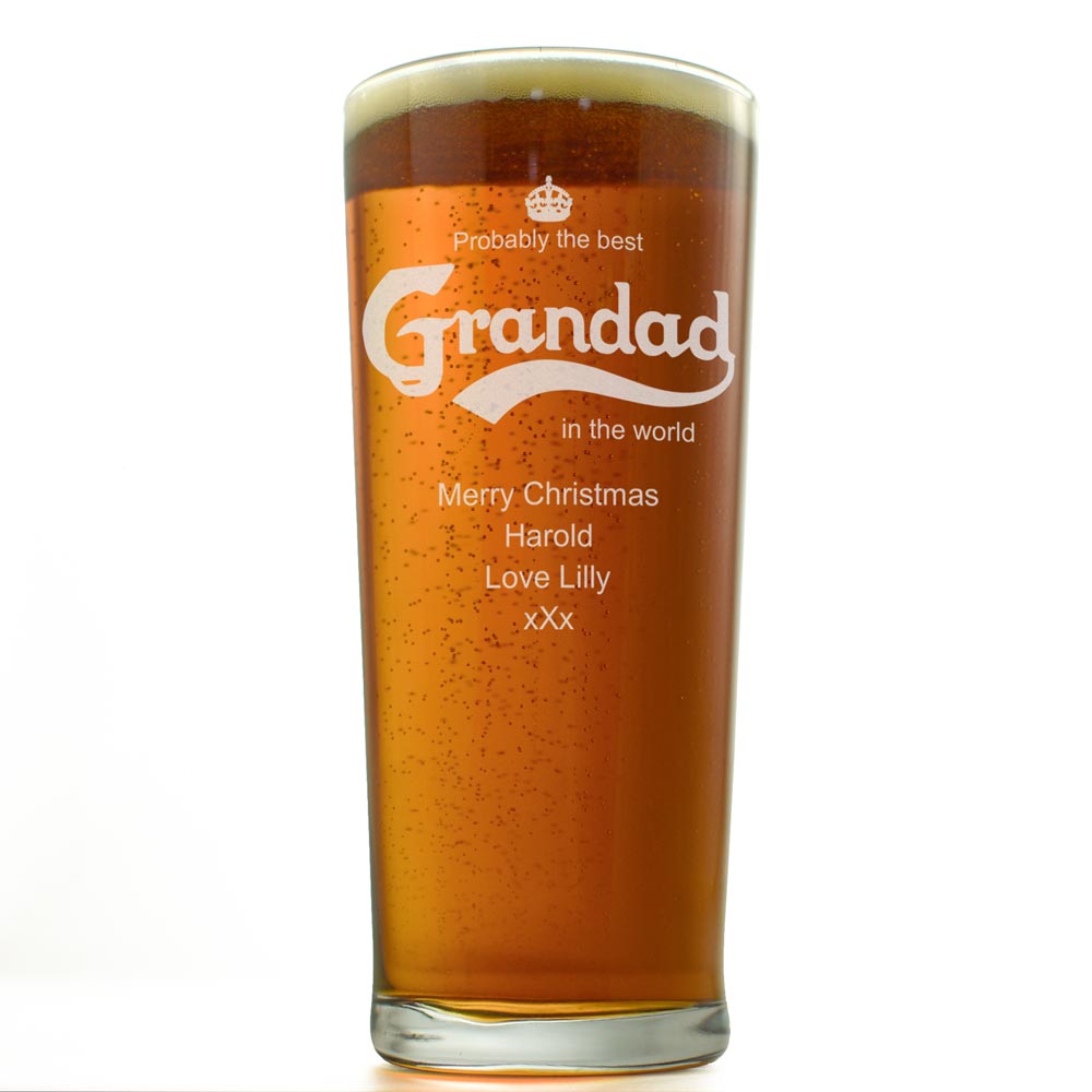 Personalised Pint Glass - Best Grandad In the World - Click Image to Close