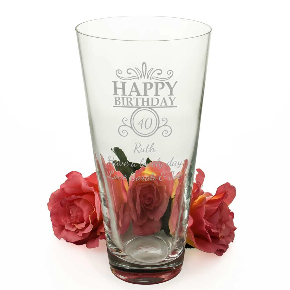 Personalised Happy Birthday Conical Vase - Click Image to Close