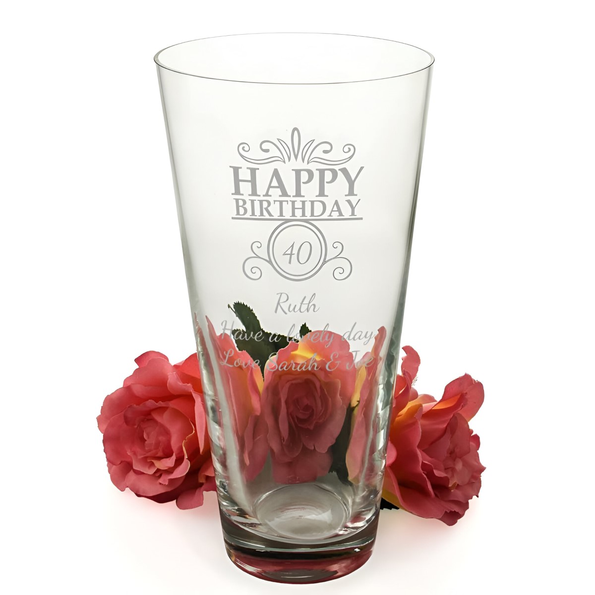 Personalised Happy Birthday Conical Vase - Click Image to Close