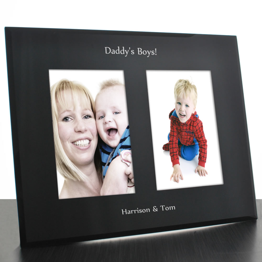 Personalised Black Glass Double Photo Frame - Click Image to Close
