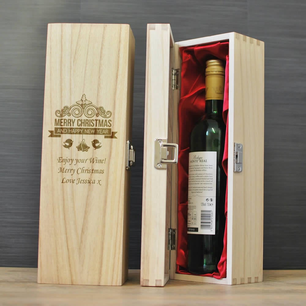 Merry Christmas Personalised Wine Box - Click Image to Close