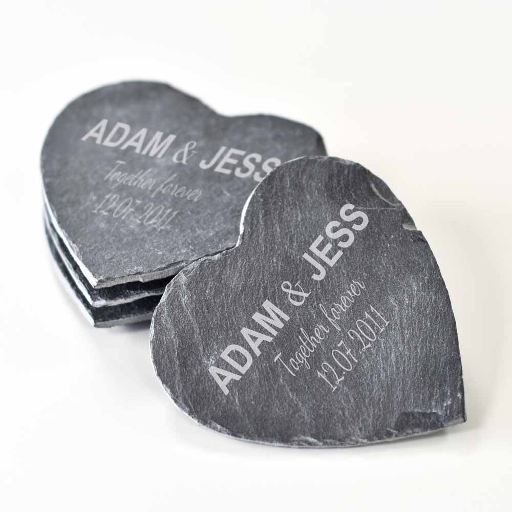 Engraved Love Heart Coasters For Couples - Click Image to Close