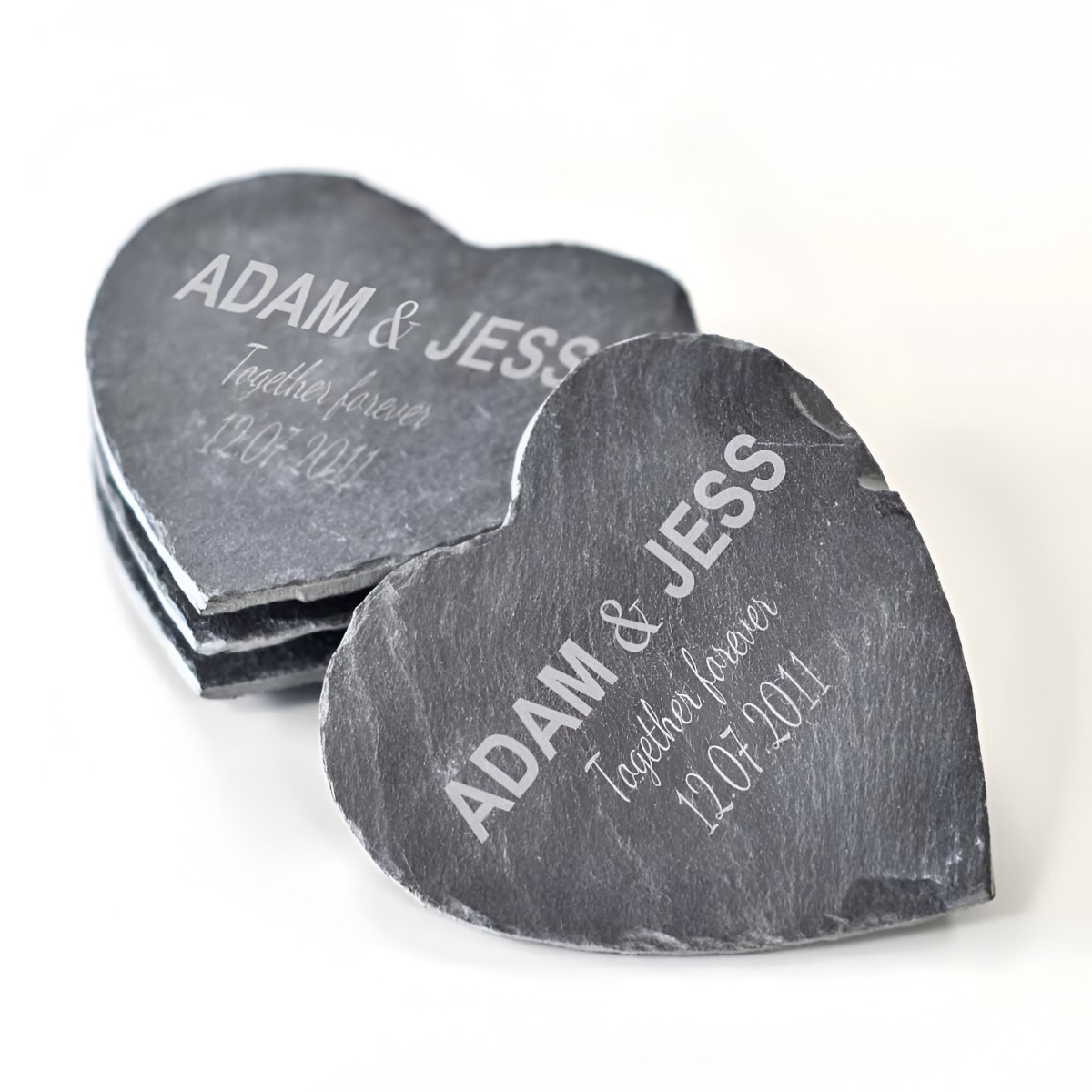 Engraved Love Heart Coasters For Couples - Click Image to Close