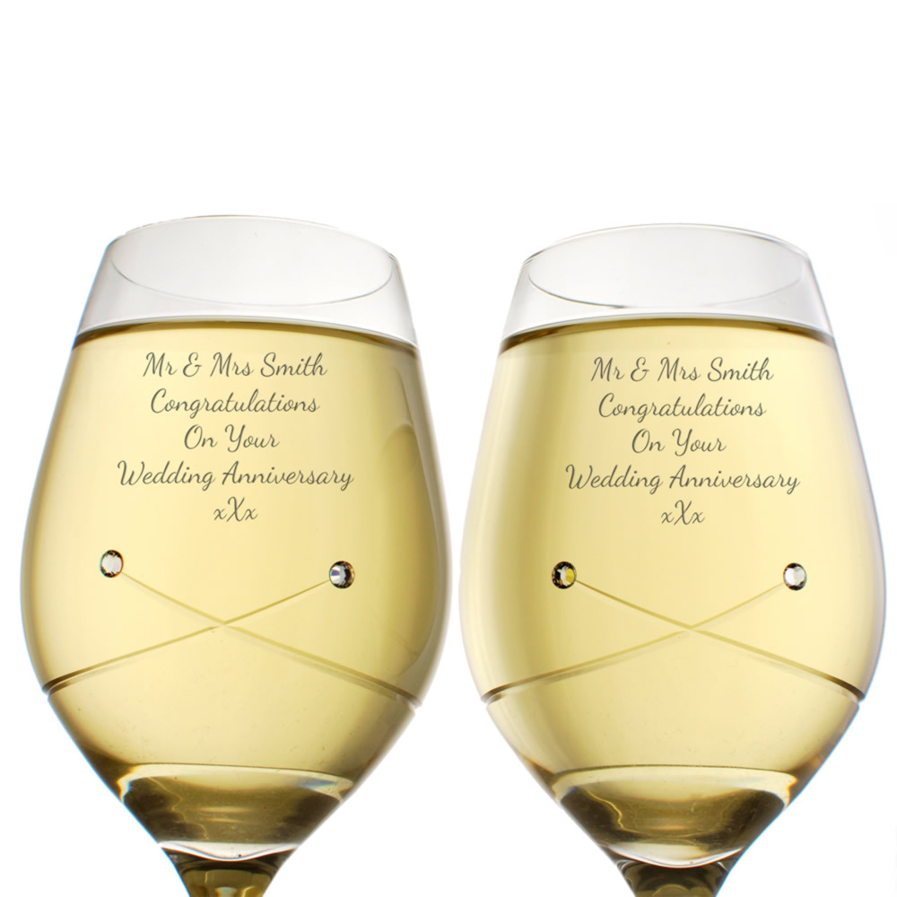 Personalised Crystal Wine Glasses With Swarovski Elements - Click Image to Close