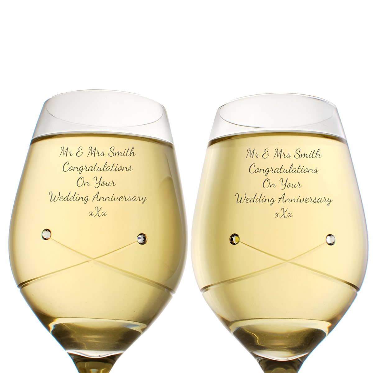 Personalised Crystal Wine Glasses With Swarovski Elements