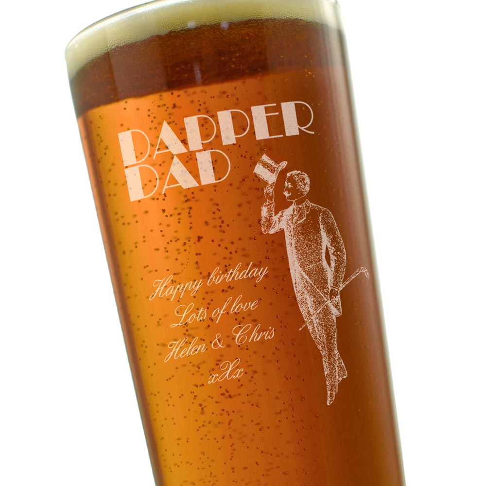 Dapper Dad Personalised Straight Pint Glass - Click Image to Close