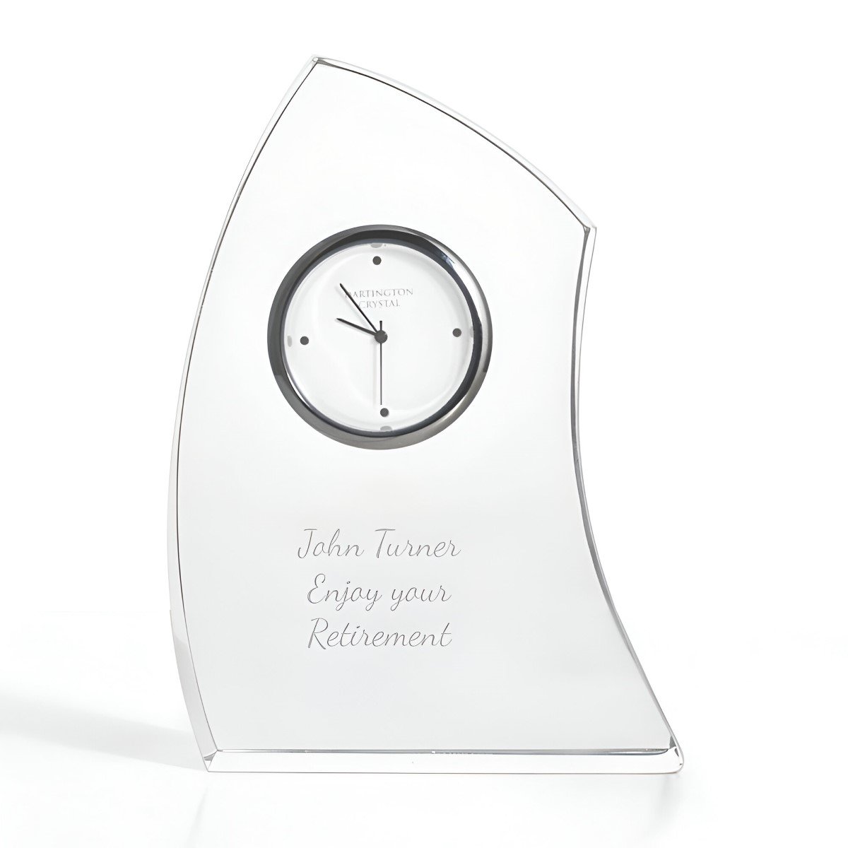 Personalised Crystal Clock By Dartington Crystal Crescent Design
