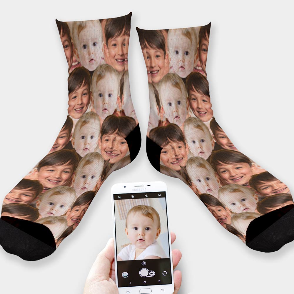 Personalised Couples Face Upload Socks - Click Image to Close