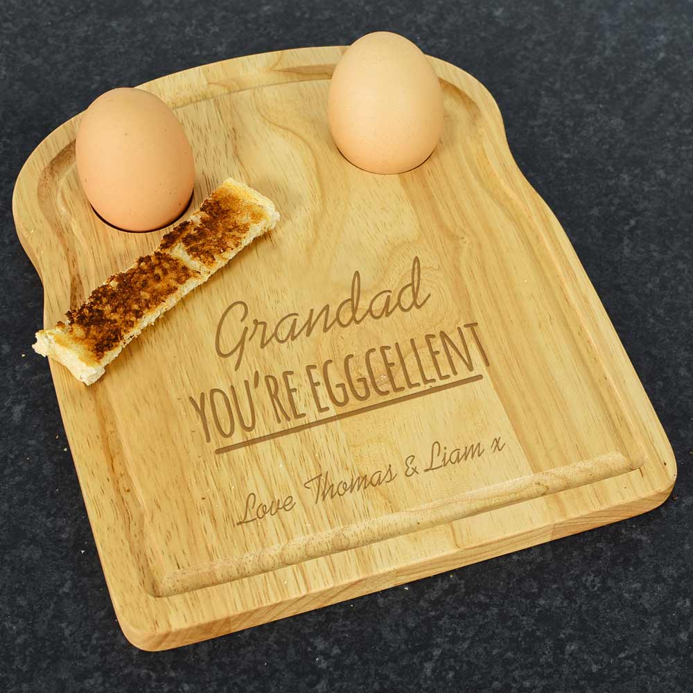Personalised Egg And Toast Board - You're Eggcelent - Click Image to Close