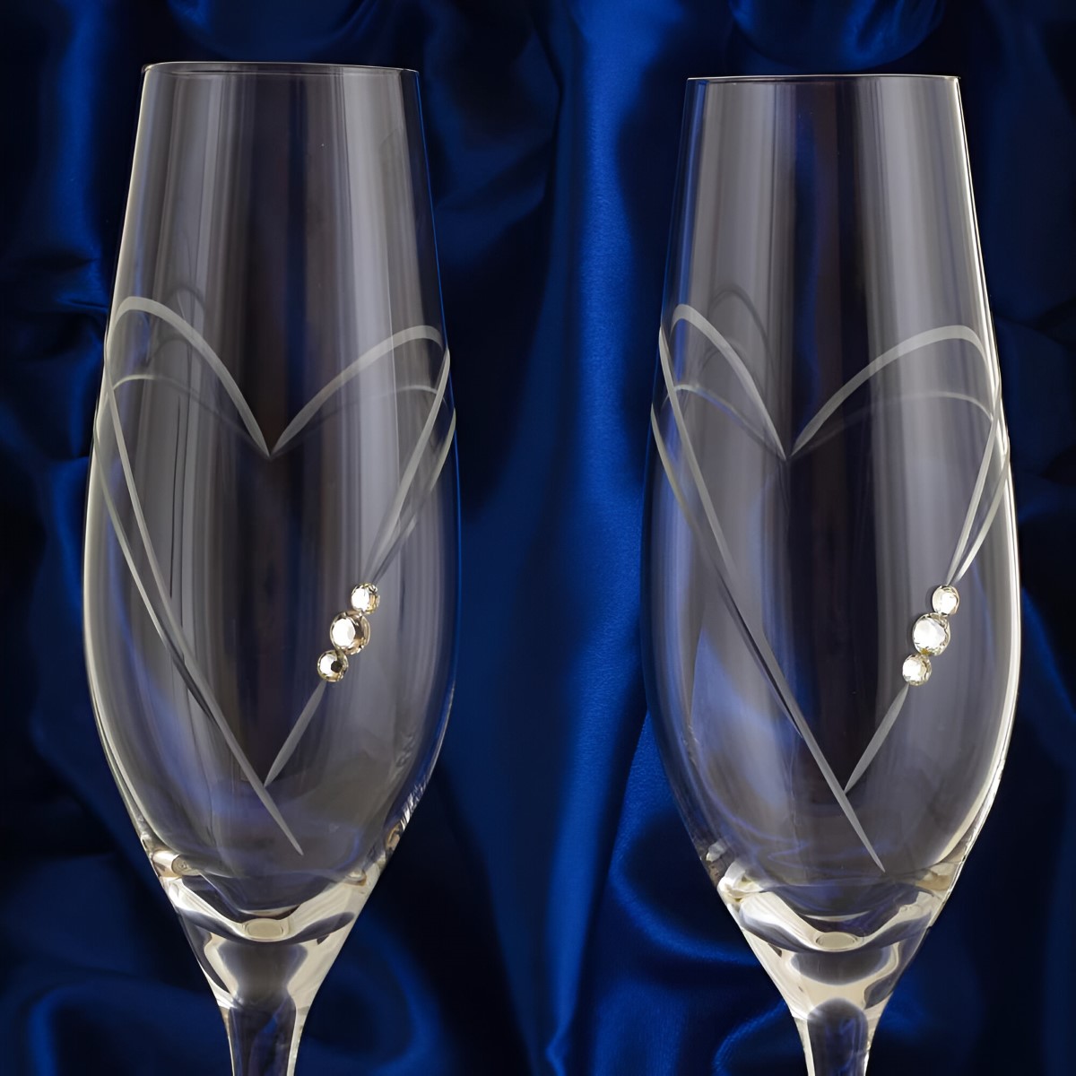 Personalised Swarovski Crystal Love Heart Champagne Flutes