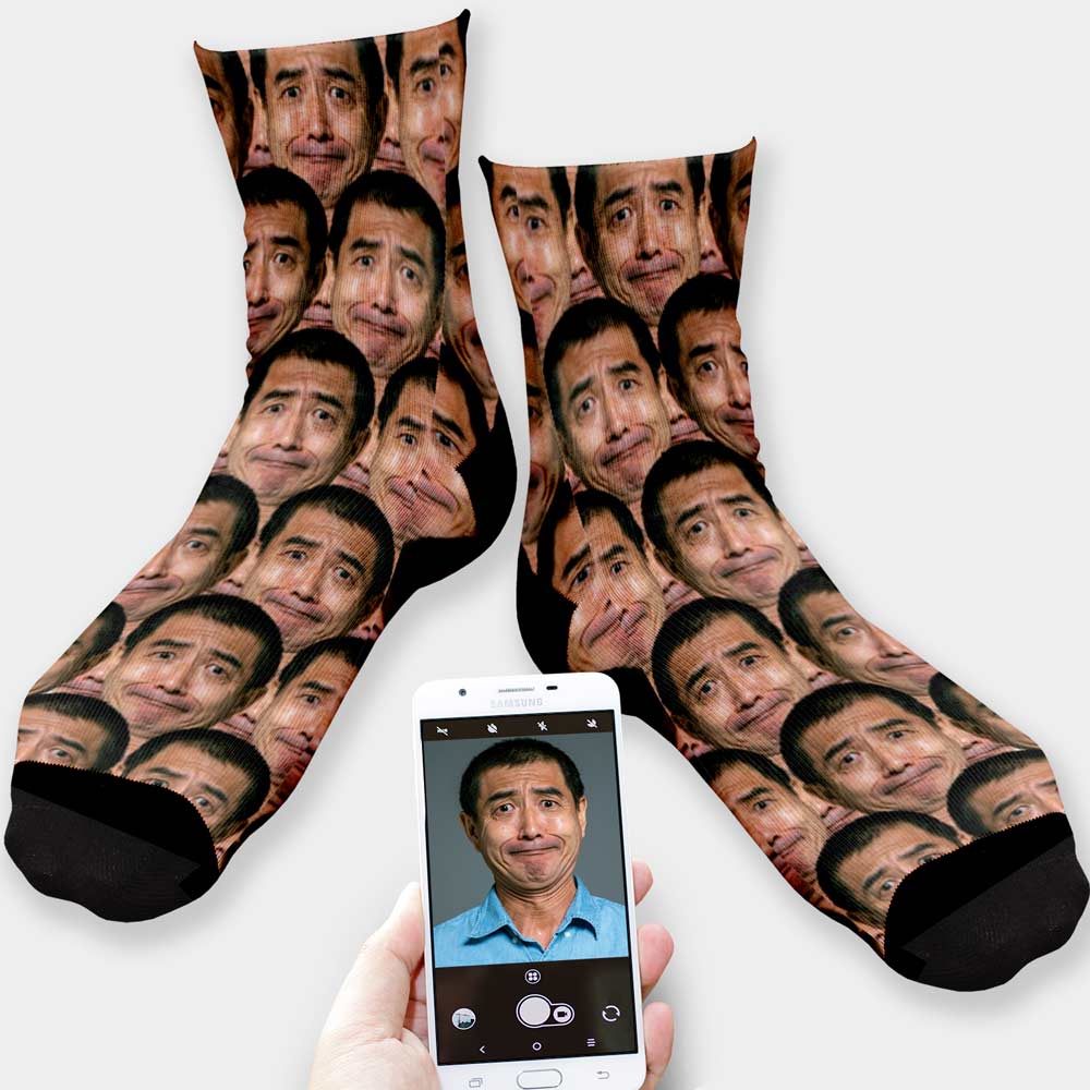 Personalised Funny Multiple Face Photo Socks - Click Image to Close