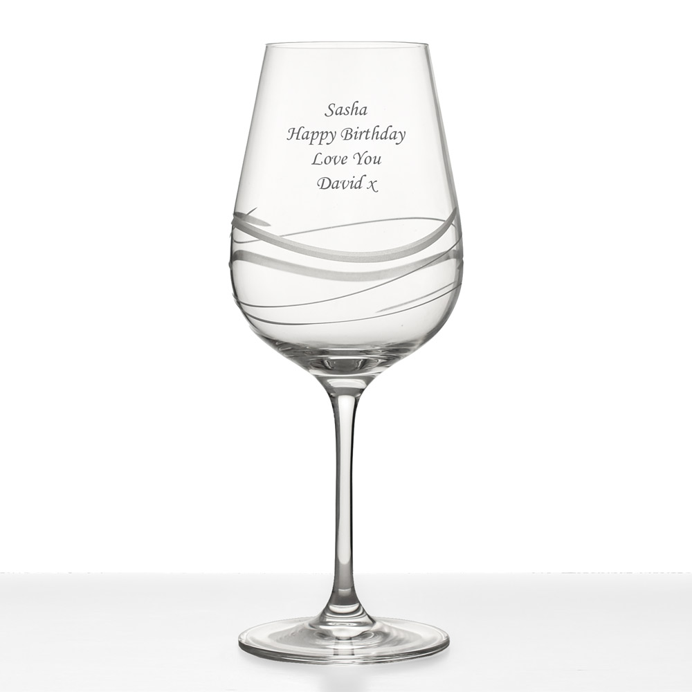 Personalised Swirl Cut Wine Glass - Click Image to Close