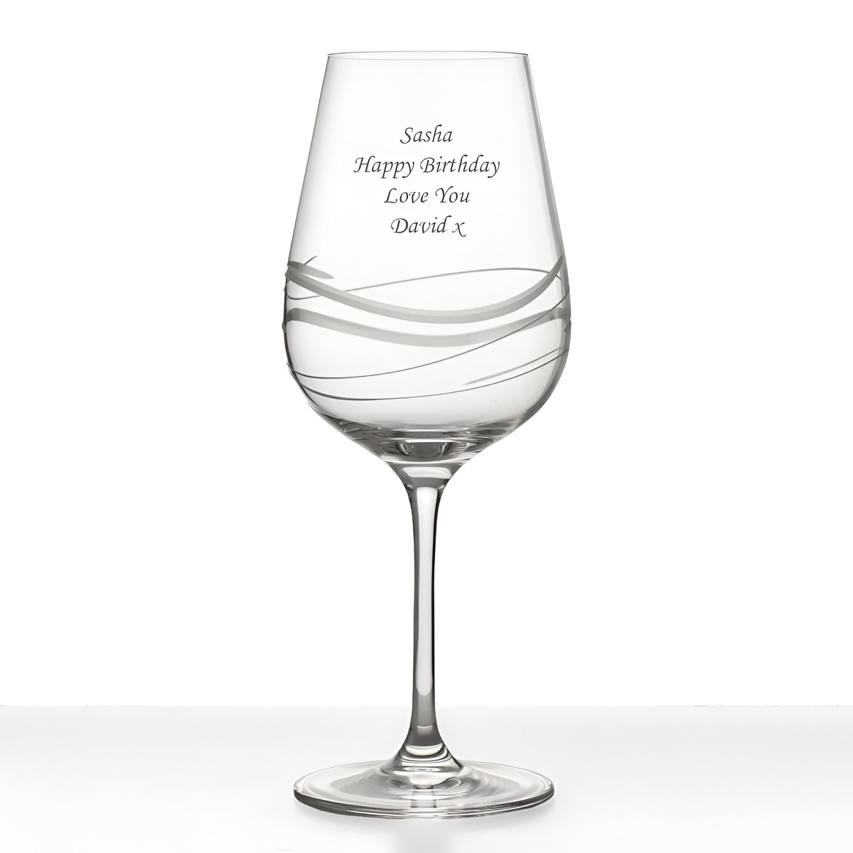 Personalised Swirl Cut Wine Glass - Click Image to Close