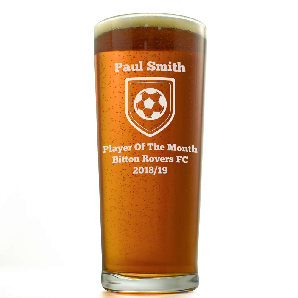 Personalised Football Pint Glass - Click Image to Close