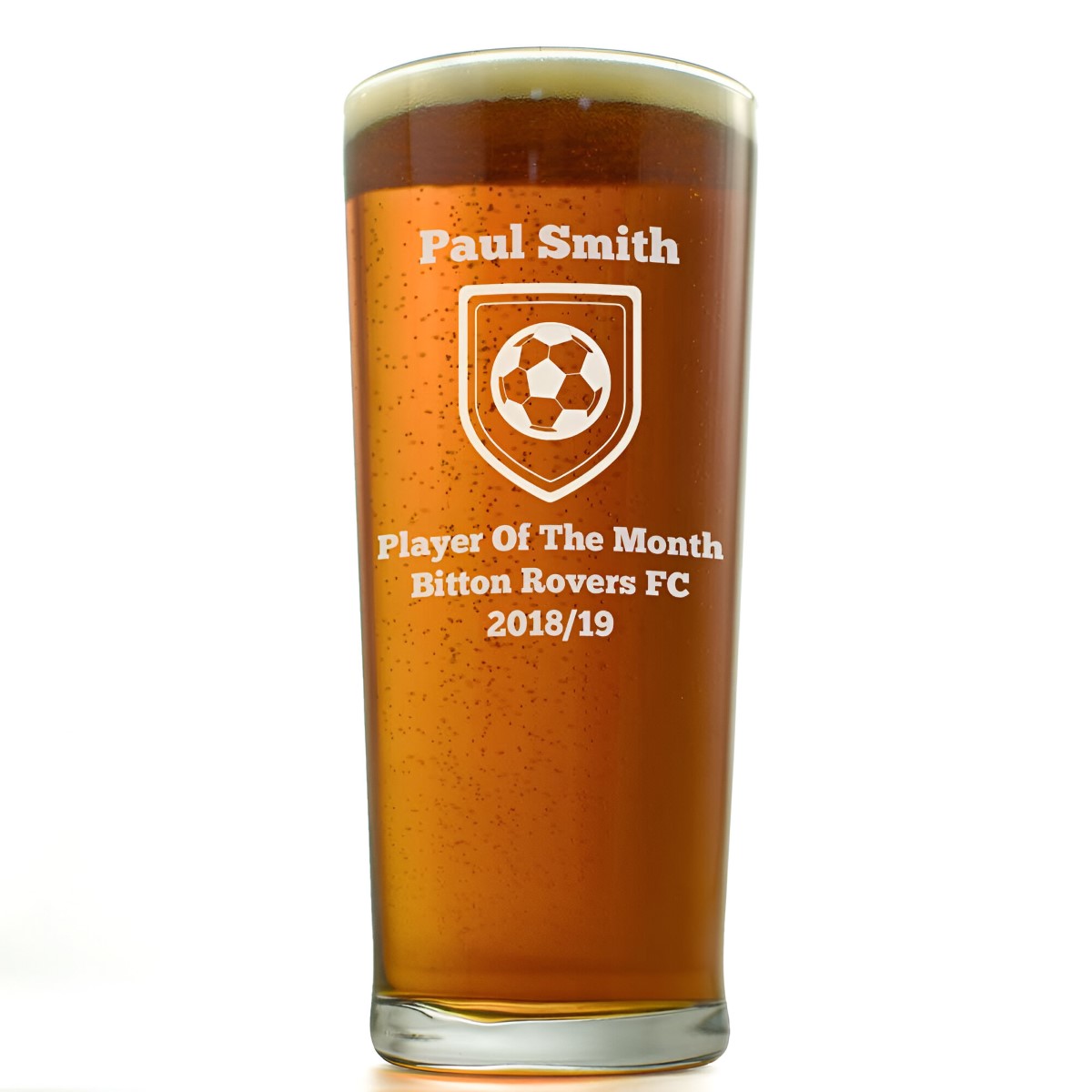 Personalised Football Pint Glass - Click Image to Close