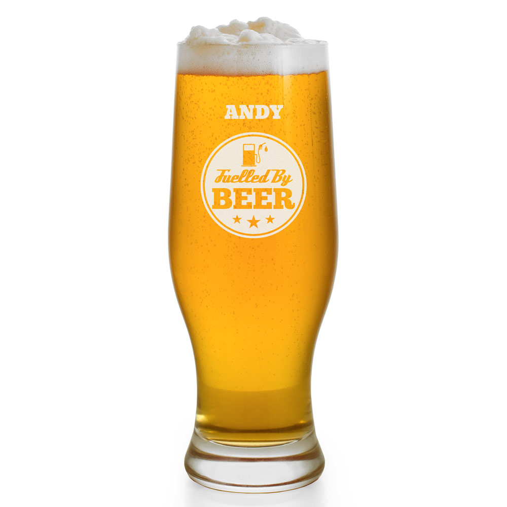 Personalised Glass - Fuelled By Beer - Click Image to Close