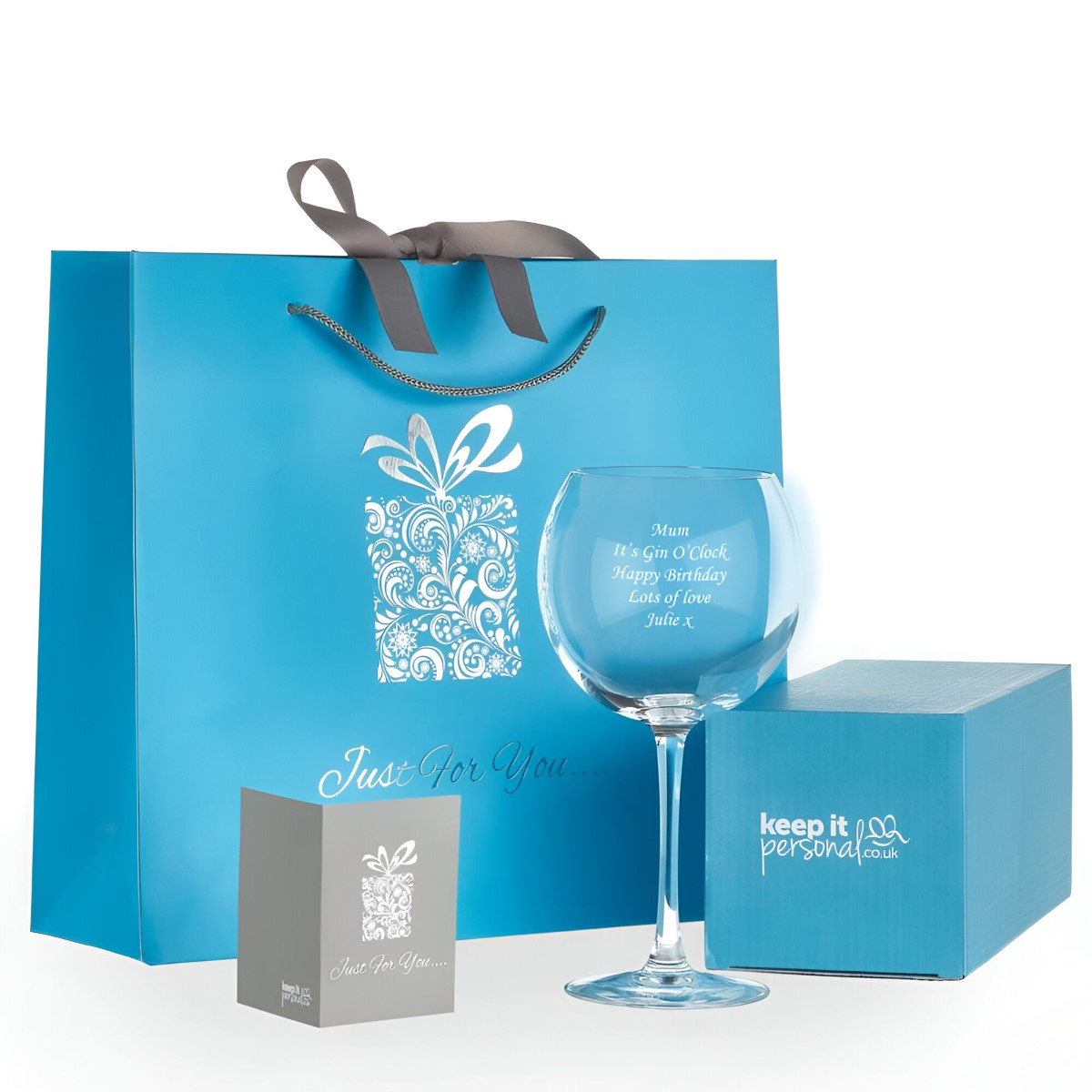 Personalised Gin Balloon Glass With Luxury Gift Bag And Box - Click Image to Close