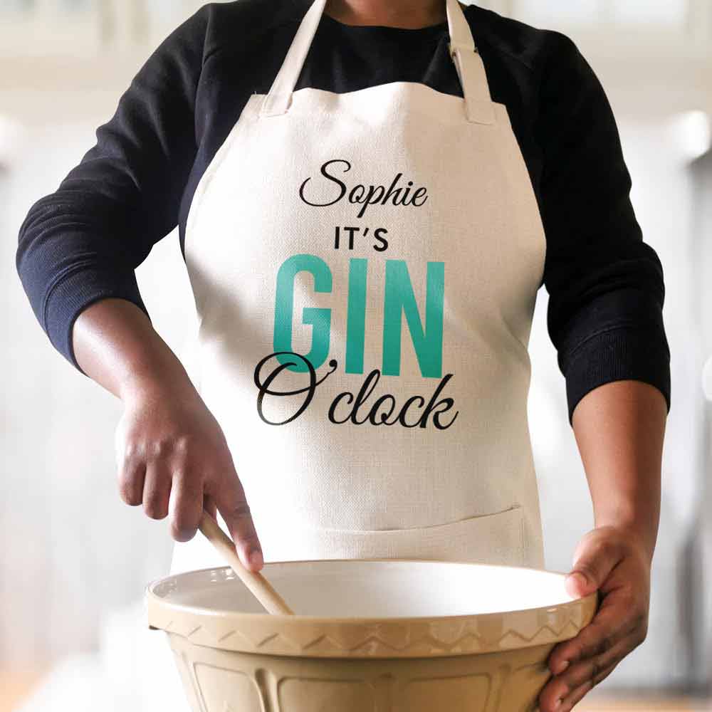 Personalised Apron - Gin O'clock - Click Image to Close