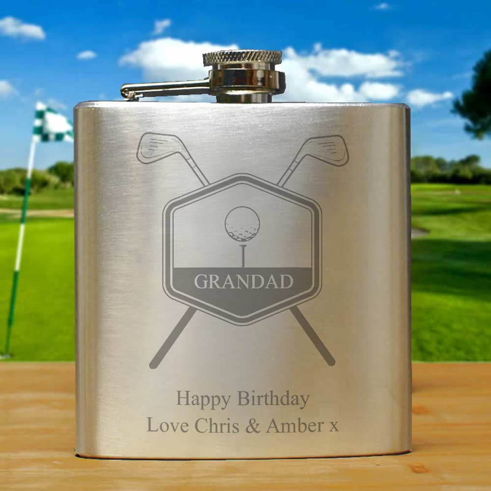 Personalised Golf Logo Hip Flask - Click Image to Close