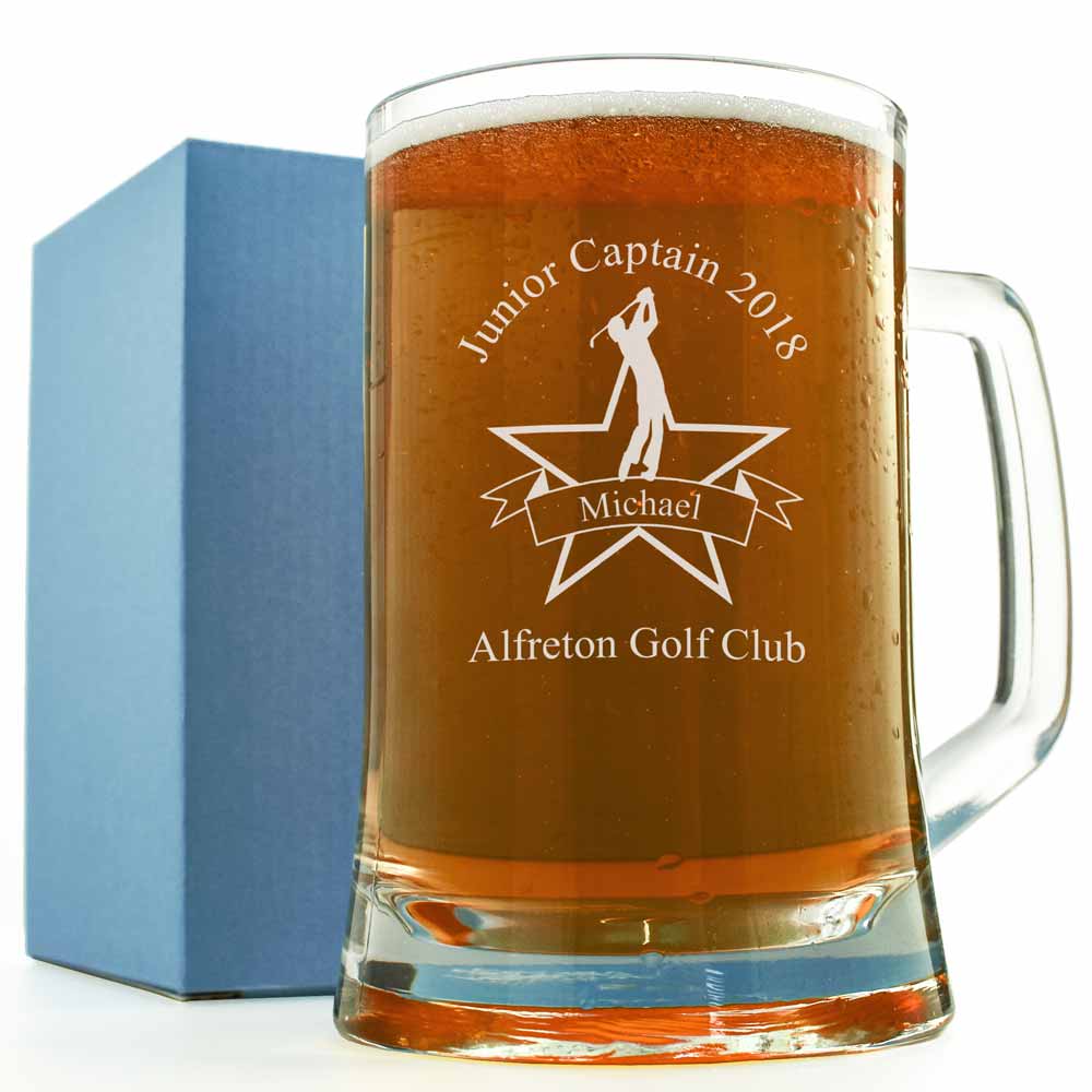 Golf Pint Glass Gift Personalised With Any Message - Click Image to Close