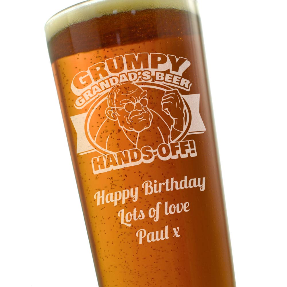 Personalised Grumpy Grandad's Beer Pint Glass - Click Image to Close