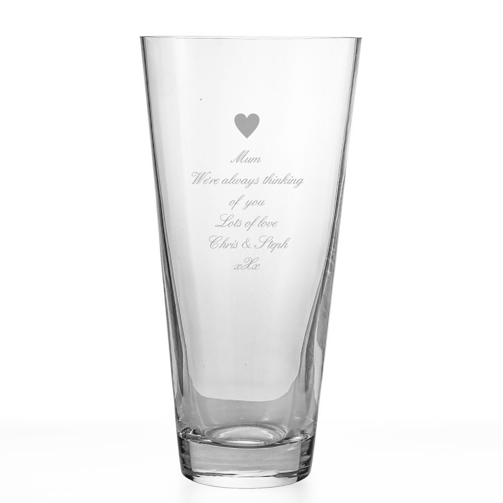 Personalised Conical Vase - Love Heart Any Message - Click Image to Close