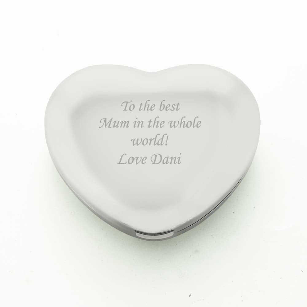 Engraved Heart Compact Mirror - Click Image to Close