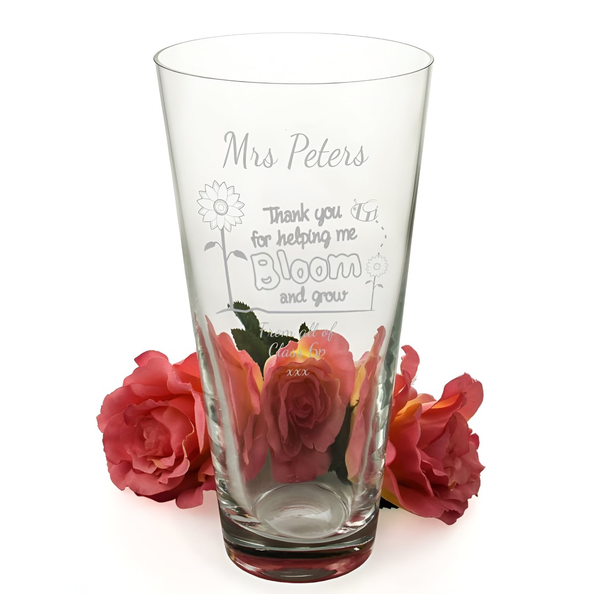 Personalised Conical Vase - Thank You For Helping Me Bloom - Click Image to Close