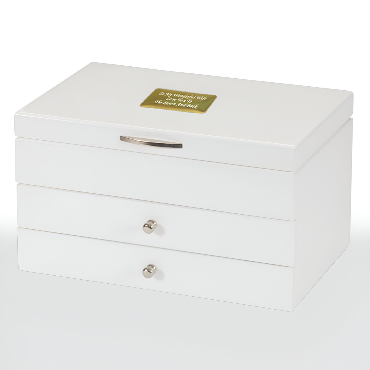 Personalised White Jewellery Box With Mirror