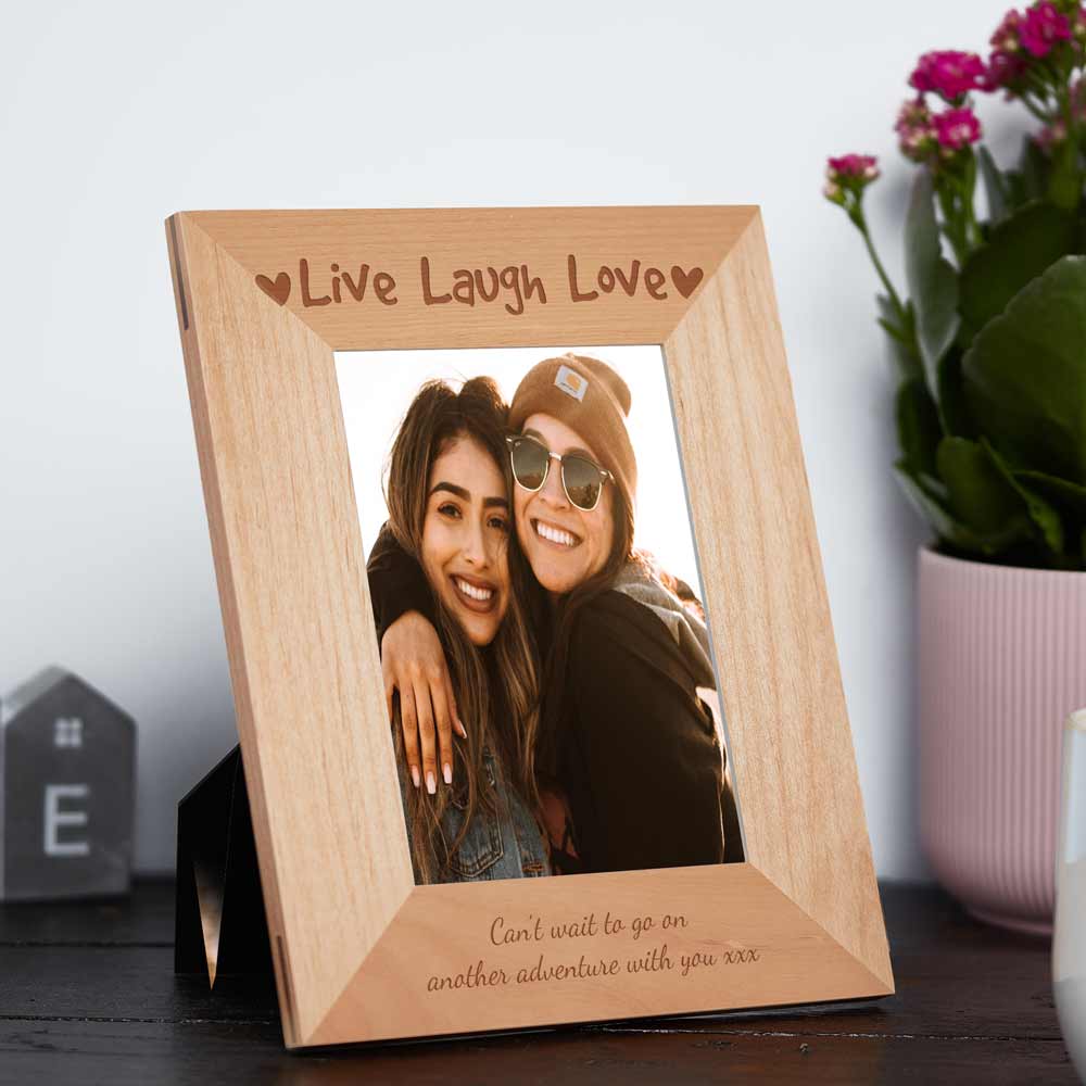 Personalised Live Laugh Love Wooden Photo Frame - Click Image to Close